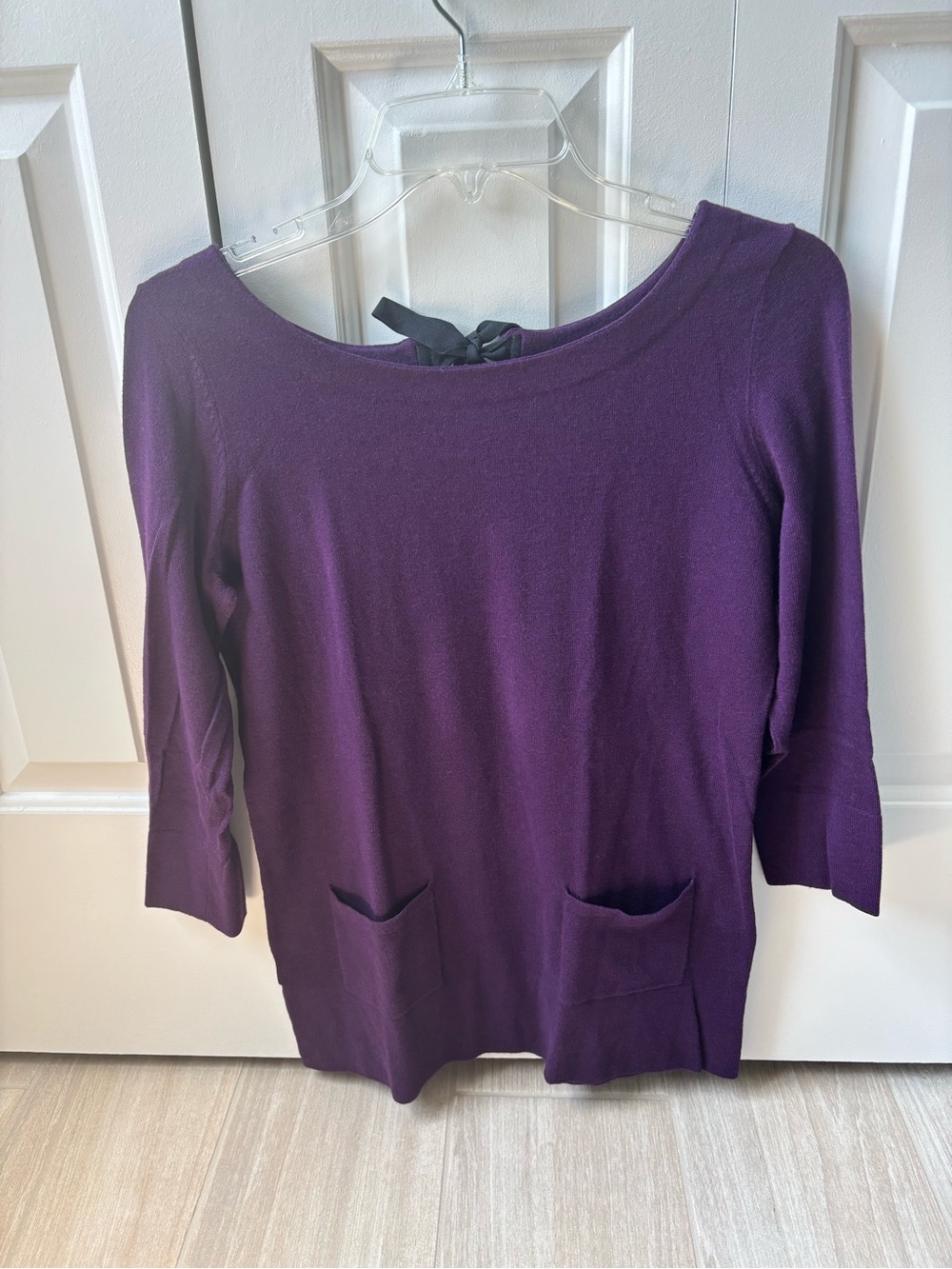 Loft XS Women’s Purple Boatneck Pocket Sweater